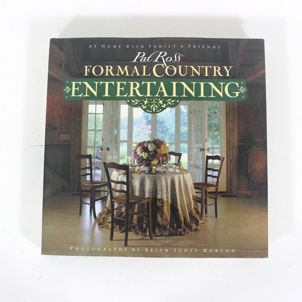 1992 Formal Country Entertaining Pat Ross Green Linen Hard Cover Book with Dust